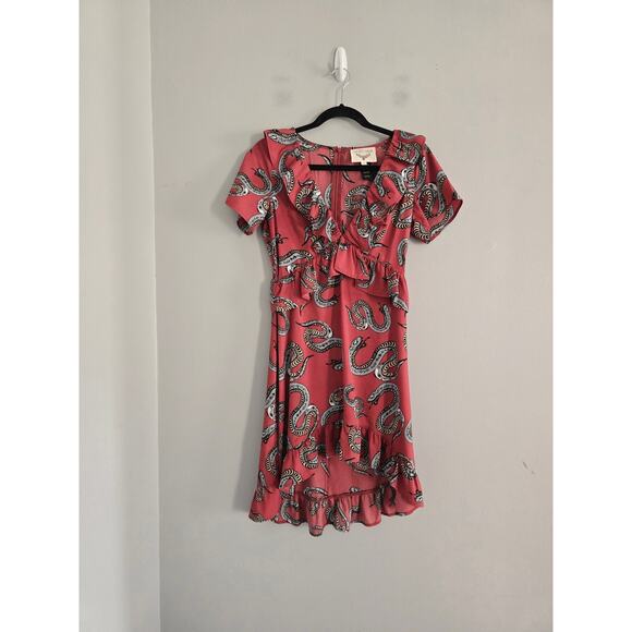Scared Hawk Red Snake Tea Dress Size S - Picture 3 of 5